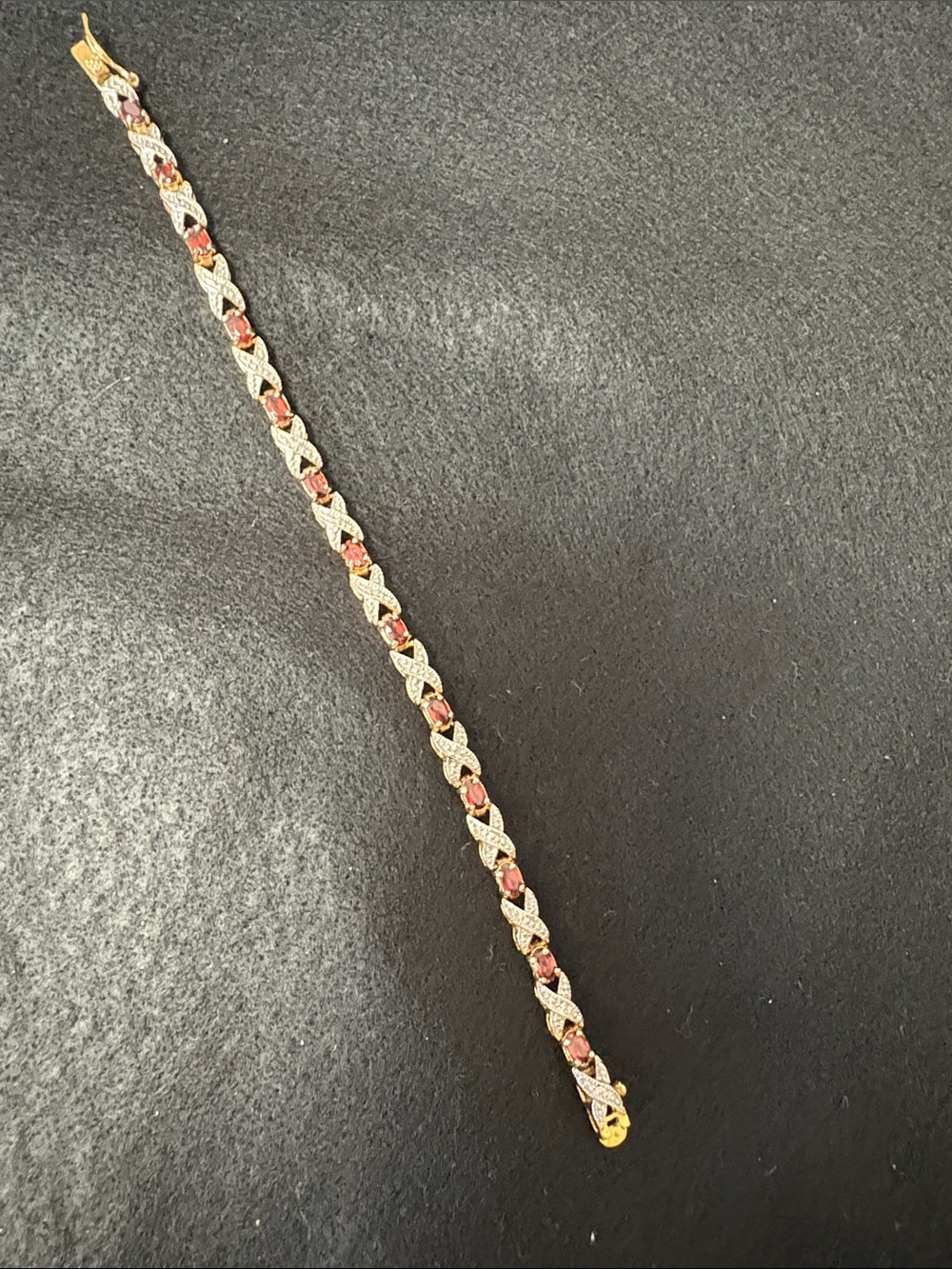 Gold-Tone Bracelet with garnets and diamonds - Elegant Women’s Jewelry